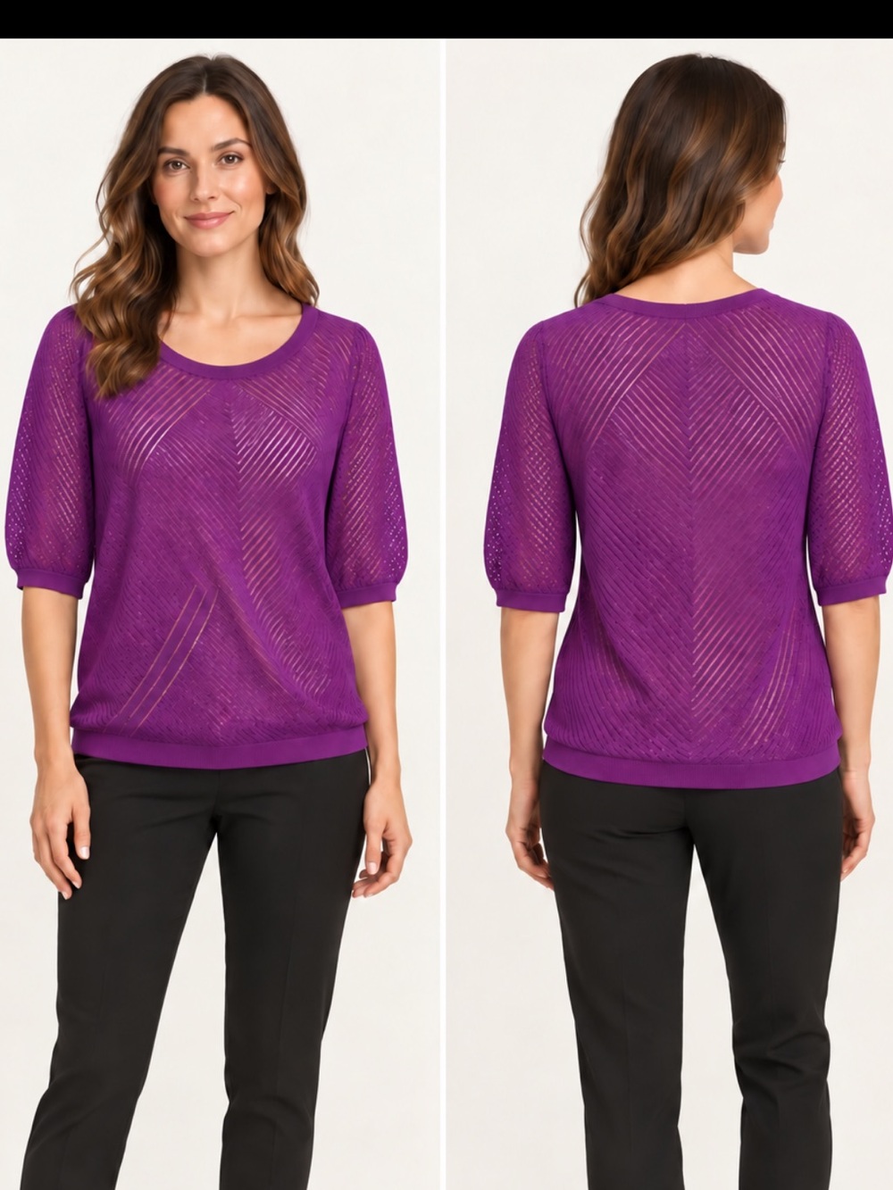 Worthington Striped Purple Blouse